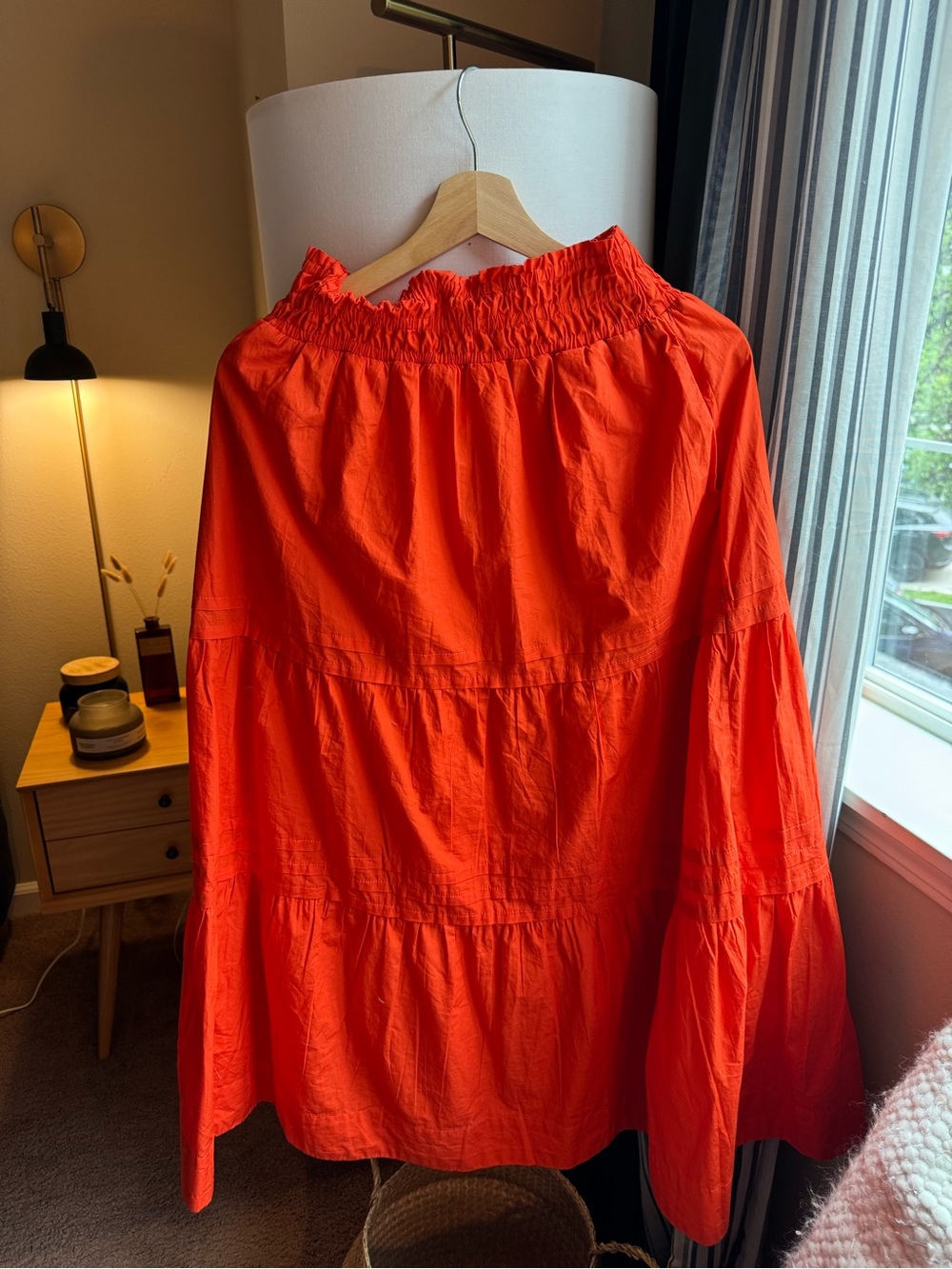 Quince Vibrant Orange Ruffled Neck Blouse - Picture 2 of 3